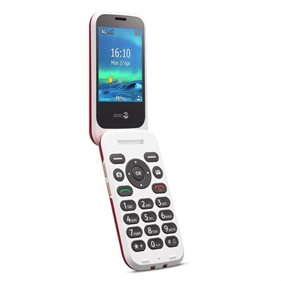 Doro 6881 4G klap mobiltelefon rød, ældrevenlig