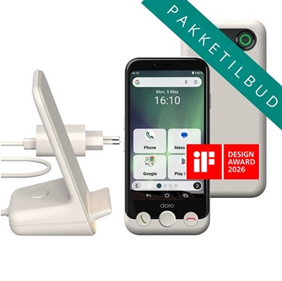 Doro PAKKE Aurora A11 smartphone 64GB hvid | Inkl. trådløs opladning