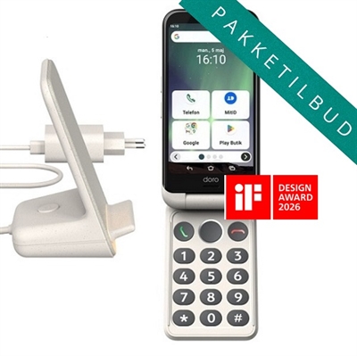 Doro PAKKE Aurora A21 smartphone 64GB hvid | Inkl. trådløs opladning