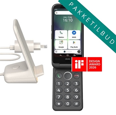 Doro PAKKE Aurora A21 smartphone 64GB | Inkl. bordlader og vægoplader