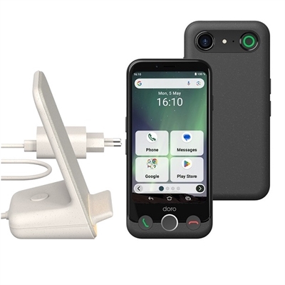 Doro PAKKE Aurora A11 smartphone 64GB | Inkl. bordlader og vægoplader