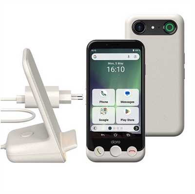 Doro PAKKE Aurora A11 smartphone 64GB hvid | Inkl. trådløs opladning