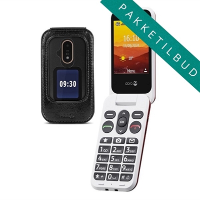 Doro Leva L31 inkl. cover klap mobiltelefon sort