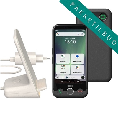 Doro PAKKE Aurora A11 smartphone 64GB | Inkl. bordlader og vægoplader