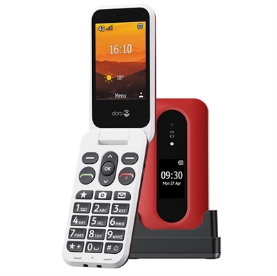 Doro Leva L31 inkl. cover klap mobiltelefon rød