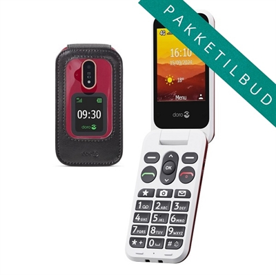 Doro Leva L31 inkl. cover klap mobiltelefon rød