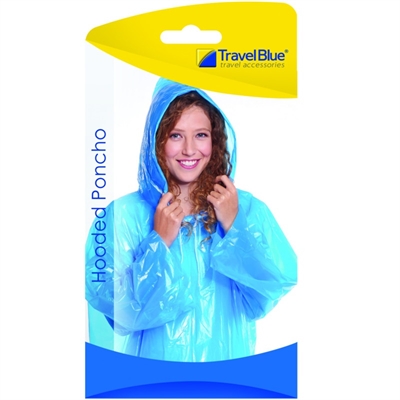 Regnslag/ poncho med hætte, onesize travel blue